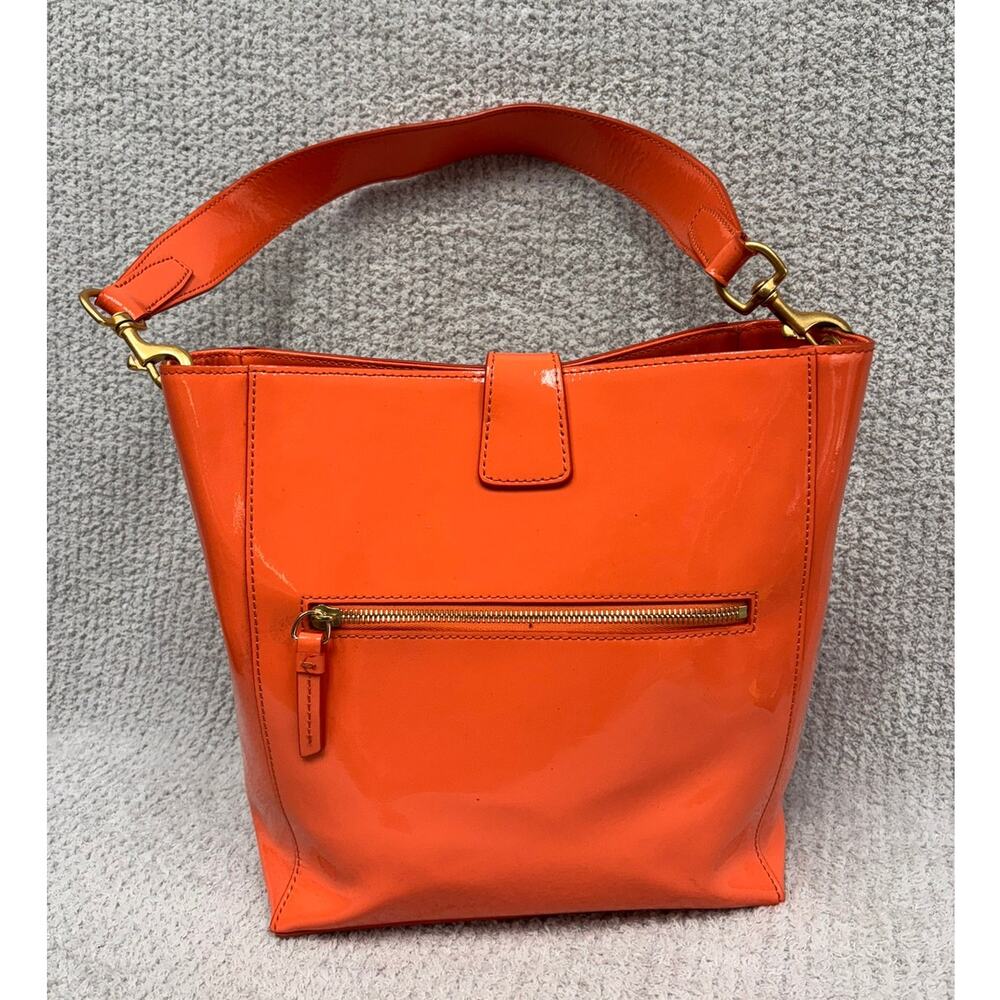 Dooney & Bourke Melon Orange Patent Leather Tote AS IS #79777 - Picture 2 of 14